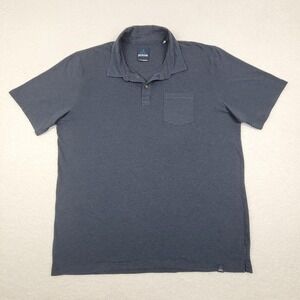 Prana Mens XL Blue Short Sleeve Pocket Polo Shirt Hiking Outdoor Casual Top